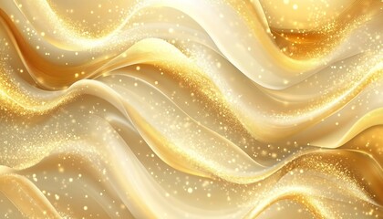Poster - Mesmerizing golden and white fabric blends with dynamic waves and glimmers for stunning artistic creations : Generative AI