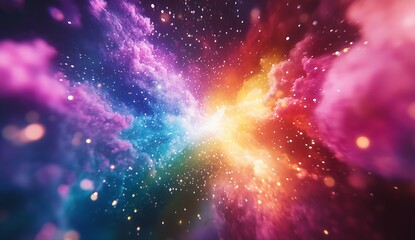 Poster - Colorful Nebulalike Explosion of Light and Dust Illuminating the Vastness of Space : Generative AI