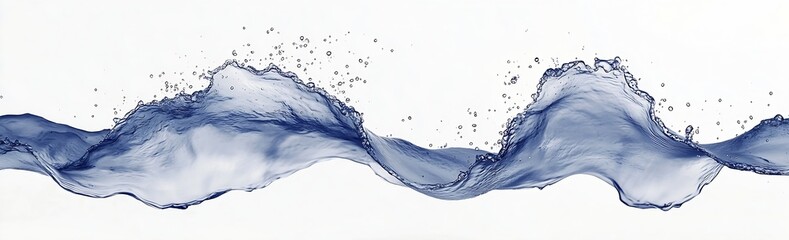 Poster - Dramatic Water Splash Wave Against White Background Captivating Liquid Art : Generative AI