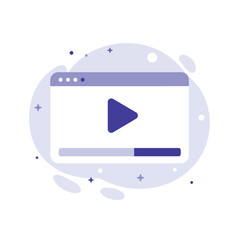 Video player interface with play button in minimal flat vector art
