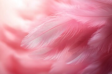Poster - Soft Pink Feathers CloseUp with Gentle Light Delicate Texture for Feminine Designs : Generative AI