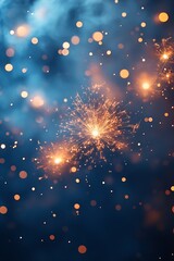 Poster - Sparklers in the Dark Festive Celebration New Year's Eve Fireworks Abstract Light Effects Bokeh : Generative AI
