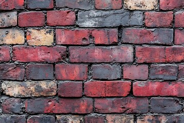 Aufkleber - Rustic Red Brick Wall Texture Background Distressed Surface Grunge Pattern Vintage Architecture Old Brickwork Design : Generative AI