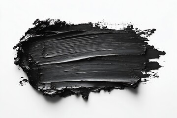 Fototapete - Close Up Texture of Black Paint Stroke on White Background Creative Abstract Art Design Concept : Generative AI