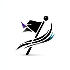 Poster - Stylized Black Flag Icon with Decorative Flourishes and Gradient Accents on White Background
