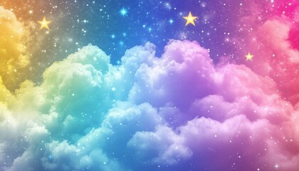 Aufkleber - A Beautiful Blend of Colorful Clouds in a Cosmic Starry Background : Generative AI