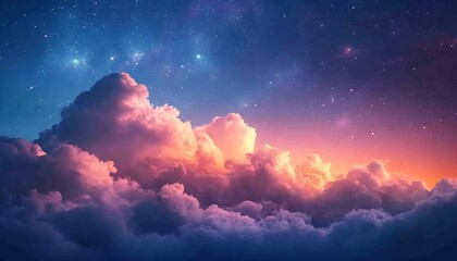 Aufkleber - Mesmerizing Night Sky Scene with Dramatic Clouds and Sparkling Stars : Generative AI