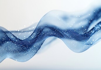 Fototapete - Abstract Blue Wavy Fabric with White Bokeh Lights Elegant Background for Design and Creative Projects Serene Visual : Generative AI