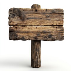 Poster - Rustic Wooden Signboard on White Background Texture Detail Close Up Advertisement Marketing Presentation Board  : Generative AI