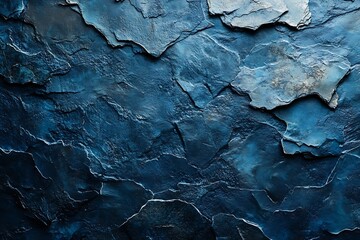 Poster - Dark Blue Slate Texture Background Abstract Stone Pattern Natural Rock Surface Geology Minerals Material : Generative AI