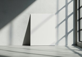 Aufkleber - Modern White Frame Mockup with Sunlight and Shadow on Concrete Wall Minimalist Art Display Interior Design Inspiration : Generative AI