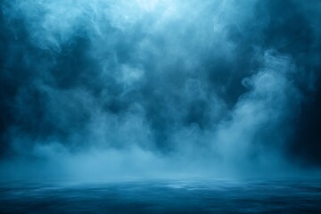 Aufkleber - Ethereal Blue Smoke or Fog Background Texture Ideal for Fantasy Mystery or Atmospheric Compositions and Designs : Generative AI