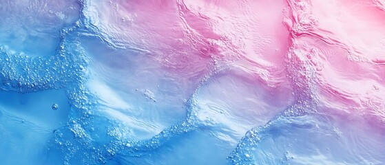 Poster - Pastel Water Abstract Pink and Blue Hues Create a Dreamy Texture for a Soft Calming and Visually Striking Background : Generative AI