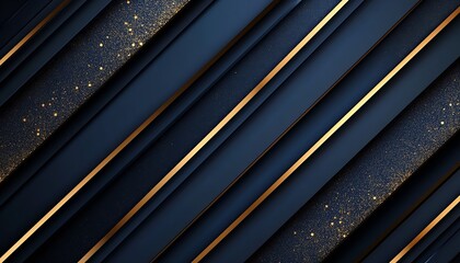 Aufkleber - Refined dark blue background with golden lines and minimalist sparkles for a modern touch : Generative AI