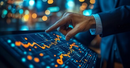 Aufkleber - Financial Analyst Examining Stock Market Data on Digital Screen Investment Analysis and Business Trends Trading Strategy : Generative AI