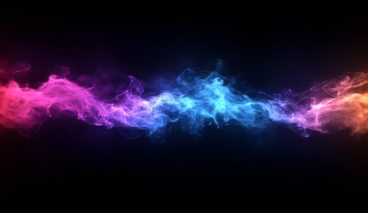 Poster - Dynamic colorful vapor like smoke waves flowing across a dark background in vivid shades : Generative AI
