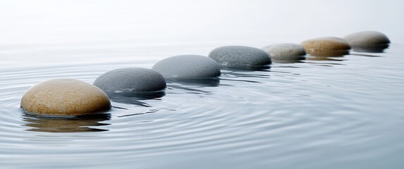 Poster - Zen Stones Balanced in Water Calm and Peaceful Serene Meditation Spa Wellness Relaxation : Generative AI
