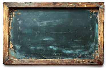 Poster - Rustic Wooden Frame with Old Green Chalkboard Surface Background Texture Vintage School Education Template Design : Generative AI