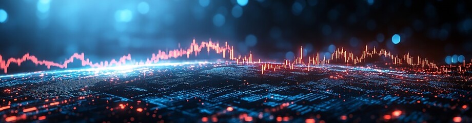 Aufkleber - Abstract Data Visualization with Glowing Lines and Points Futuristic Digital Technology Background Concept : Generative AI
