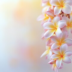 Aufkleber - Charming Cluster of Pink Frangipani Flowers on Soft Blurred Background for a Fresh Look : Generative AI