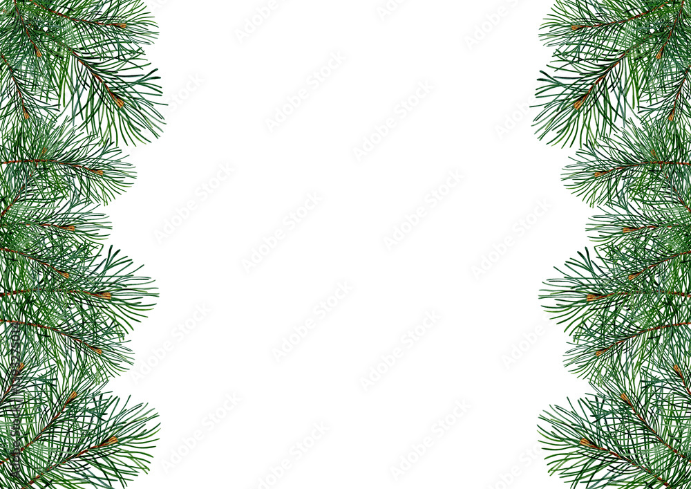 Merry Christmas greeting card frame template white space branches of ...