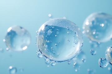 Aufkleber - Water Droplets Clinging to Clear Spheres Macro Shot of Condensation Freshness and Purity Concept : Generative AI