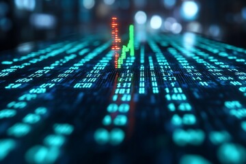 Aufkleber - Abstract Stock Market Data Visualization with Green and Red Trends Financial Insights : Generative AI