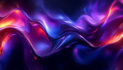 Aufkleber - Dynamic abstract waves of radiant orange and blue fluid shapes with glowing light effects : Generative AI