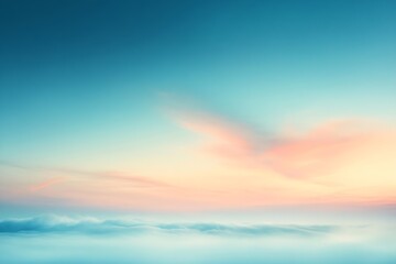 Fototapete - Serene Pastel Sky with Soft Clouds at Sunrise or Sunset Dreamy Background Calm Atmosphere Light Blue Pink and Yellow Tones : Generative AI