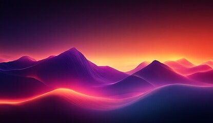 Poster - Breathtaking Sunset Over Abstract Mountains with Vibrant Colors Creating a Visual Delight : Generative AI