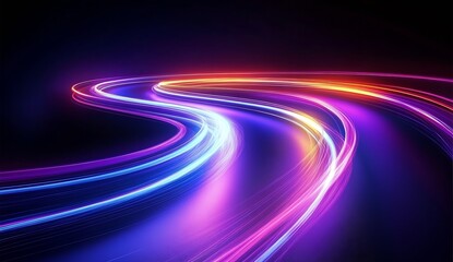 Aufkleber - Vibrant swirling lights creating a dynamic motion effect in a dark background : Generative AI