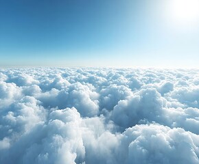 Aufkleber - Aerial View of Cumulus Clouds Under a Clear Blue Sky Tranquil Cloudscape Serene Atmosphere : Generative AI