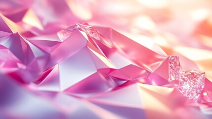 Leinwandbilder - Abstract Pink Crystal Geometric Background Luxurious Diamond Facet Pattern for Wallpaper and Design : Generative AI