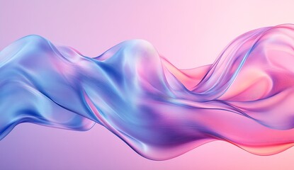 Poster - Flowing abstract waves in soft pink and blue tones creating a serene visual effect : Generative AI