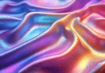 Leinwandbilder - Abstract Shiny Fabric Texture in Blue Pink and Gold Glittering Colorful Textile Background : Generative AI