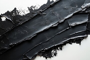 Aufkleber - Abstract Black Paint Stroke Texture on White Background for Artistic or Creative Compositions : Generative AI