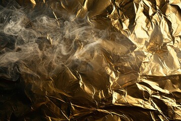Wall Mural - textured gold foil background with soft smoke effects for design