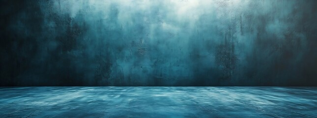 Poster - Textured Blue Concrete Wall and Floor Background Dramatic Lighting Perfect for Product Mockups Industrial Design and Grunge Aesthetics : Generative AI