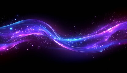 Poster - Vibrant flowing light creating a stunning abstract effect with sparkling elements in beautiful shades of blue and purple : Generative AI