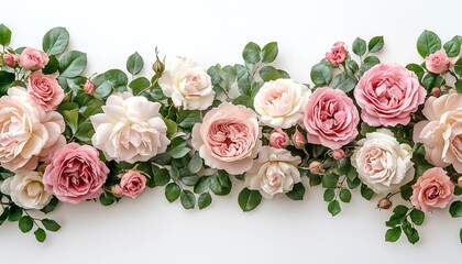 Poster - Vibrant collection of fresh roses in varying shades and lush foliage arranged beautifully for a stunning display : Generative AI