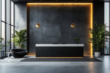 Leinwandbilder - Modern Office Reception Area with Stylish Design and Plants for Corporate Business Interiors : Generative AI