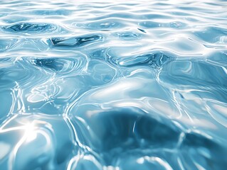 Poster - Abstract Closeup of Crystal Clear Water Surface with Gentle Ripples Reflecting Light for Backgrounds or Textures : Generative AI