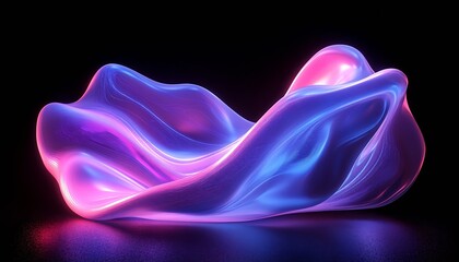Leinwandbilder - Stunning abstract image showcasing luminous flowing shapes in purple and blue hues against dark background : Generative AI