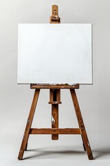 Fototapete - Blank Canvas on Wooden Easel Ready for Painting Art Supplies and Creative Space Artistic Still Life : Generative AI