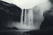 © Gogo - The Majestic Waterfall Cascading Down Cliffs Amidst Misty Conditions