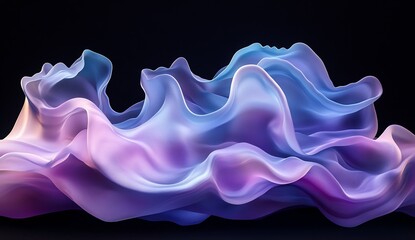 Poster - Mesmerizing Flowing Purple and Blue Abstract Wave Sculpture with Soft Edges : Generative AI