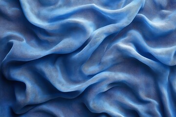 Leinwandbilder - Soft Blue Fabric Texture Abstract Silk Draping with Delicate Folds and Smooth Waves Elegant Textile Background for Design Projects : Generative AI