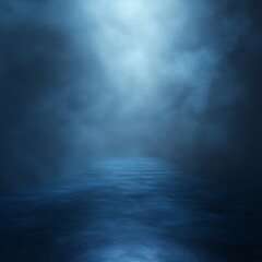 Fototapete - Moody Blue Water and Sky Background with Fog or Mist Ethereal and Tranquil Water Landscape with Gentle Waves : Generative AI