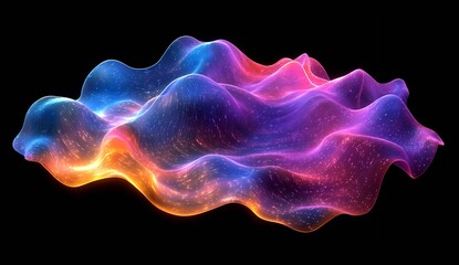 Fototapete - Dynamic Colorful Waves with Glittering Stars on a Dark Background for Aesthetic Imagery : Generative AI
