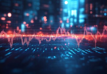Poster - Abstract Financial Chart with Line Graph and Numbers Business Data Analysis Economic Trends Investment Concept : Generative AI